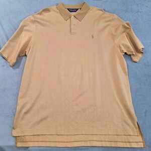Vintage Polo Golf Ralph Lauren Men XL Tan Collared Short Sleeve